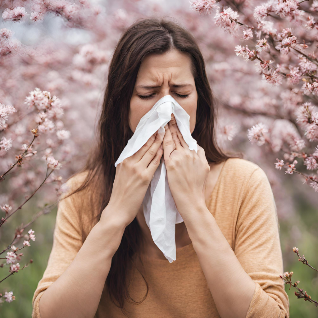 Woman suffering from allergies
